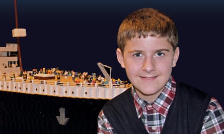 Brynjar Karl Birgisson with his Lego model of the Titanic.
