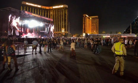 View of the Mandalay Bay hotel behind the Route 91 Harvest music festival in Las Vegas before the attack.