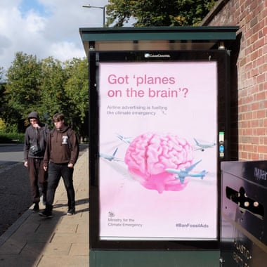 'Aircraft style on the brain?'  poster on a bus shelter in Norwich