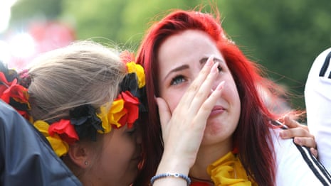 German fans react as champions are knocked out of World Cup – video