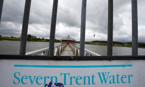 A Severn Trent sign on a gate at Cropston reservoir  central England