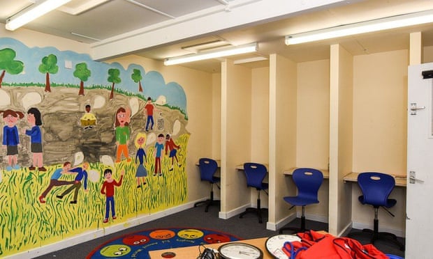 Isolation booths used in a primary school.