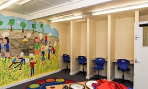 Isolation booths used in a primary school