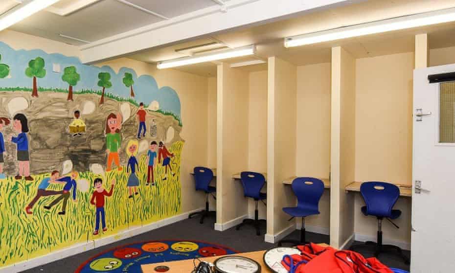 Isolation booths used in a primary school