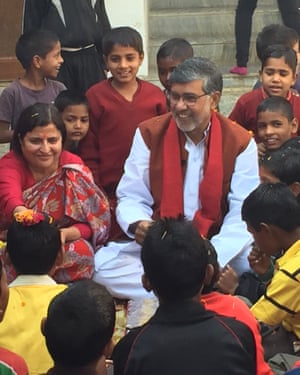 Kailash Satyarthi with his wife Shrimati Sumedha Kailash celebrating his birthday and giving boys at Bal Ashram, who do not know their birthdays, their first birthday celebration.