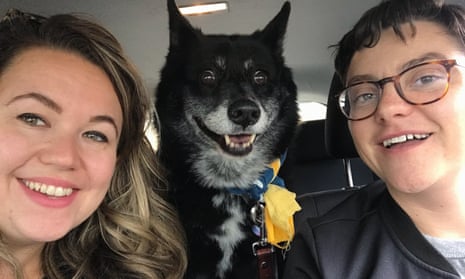 ‘I adored her passion for sticking up for the underdog’: Gemma Cafarella and Sam Elkin with their dog Tibby in 2021