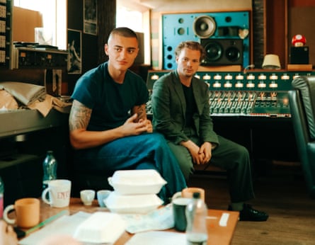 Woodward with Geordie Greep in the studio.