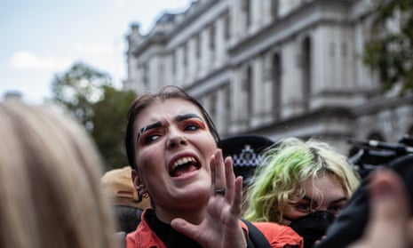 A protester during an Extinction Rebellion demonstration in London in 2019