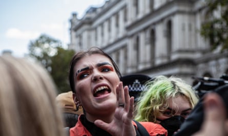 A protester at an Extinction Rebellion demonstration in London in 2019