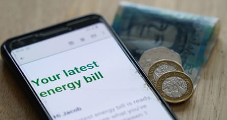 An online energy bill on a phone