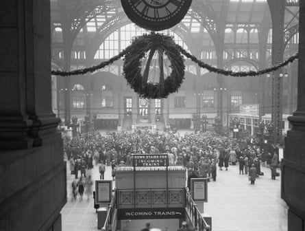 Penn Station during the second world war, as soldiers were leaving to return to their posts after Christmas.