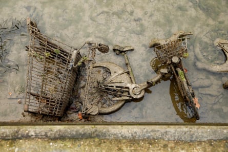 A bike uncovered during maintenance of Canal Saint-Martin in Paris in 2016.