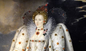 A portrait of Queen Elizabeth I, circa 1592, as seen on @historyofoverplucking.