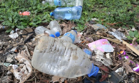 Plastic bottles in landfill