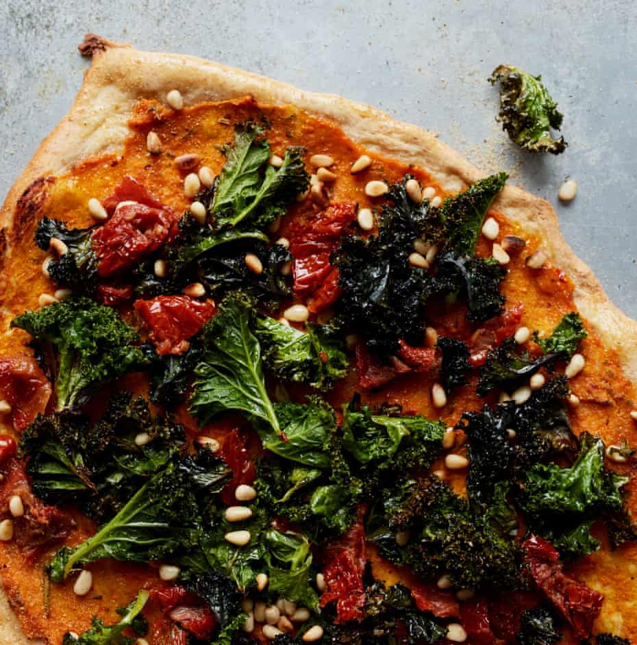 Anna Jones’ squash and crispy kale pizza.