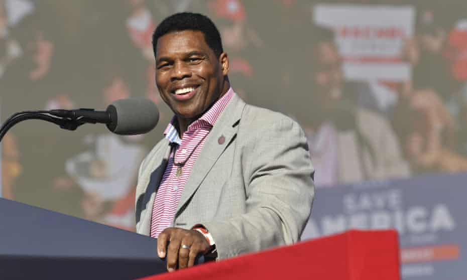 Herschel Walker speaks during a rally for Georgia Republican candidates in Commerce, Georgia, on 26 March.
