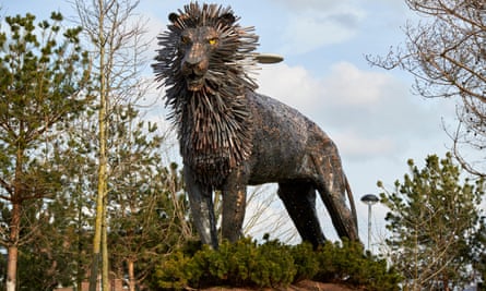 Aslan the lion, sculpture in CS Lewis Square, Belfast.