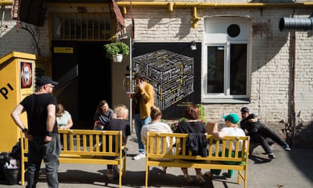 Playwrights during a lunch break in Kyiv.
