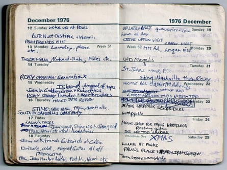 Stewart Copeland’s diary from December 1976. On December 16: “Stings says yeah.”