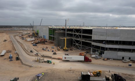 General view of construction site of the Tesla Gigafactory in Austin, Texas in October 2021.