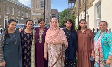 Kia Abdullah (third left) with her mother (centre) and sisters, during Eid, 2019.
