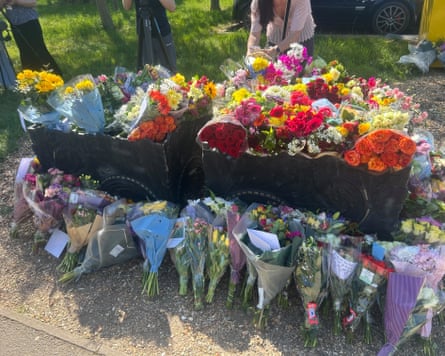 Floral tributes on the ground
