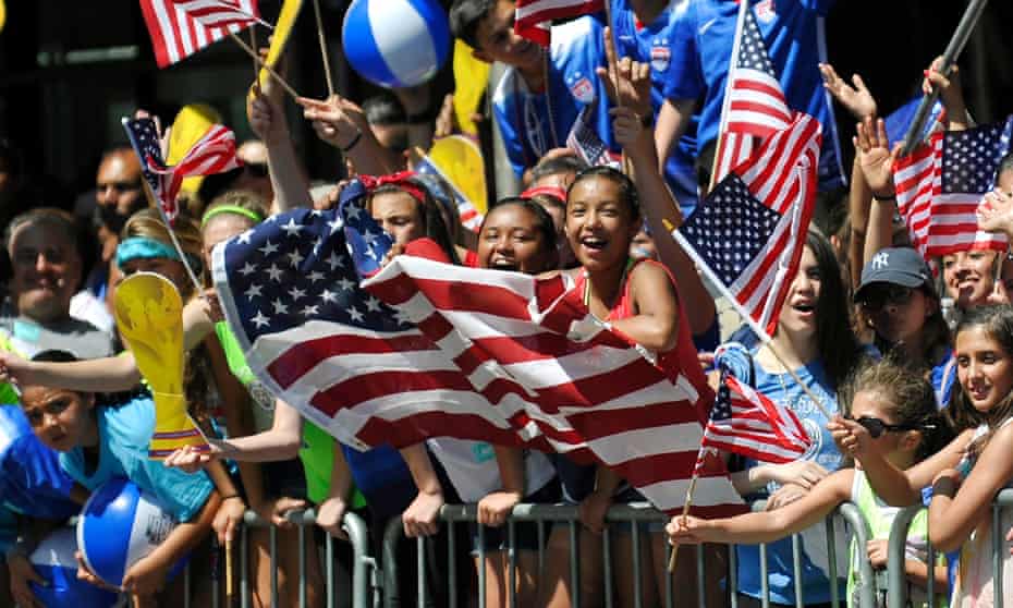 Fans celebrate the women’s World Cup team on their victory parade in New York.