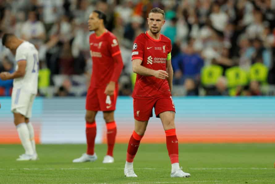Jordan Henderson reacts after Real Madrid’s first goal.