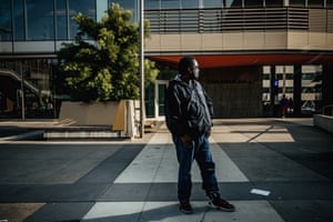 Willard Birts on the UC Berkeley campus, his preferred place to charge.