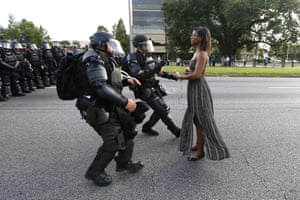 “I just knew that anyone who stepped into the street was getting arrested, I saw her standing there and the instincts kicked into gear, to try to get into a position where I could photograph this arrest.” It became the defining image of the Black Lives Matter rallies that swept America. “I just prayed that it was sharp because I was shooting directly into the sun and it happened so fast”
