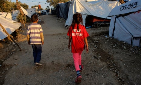 A refugee camp in Moria, Lesbos