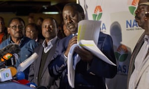 Raila Odinga, the National Super Alliance coalition leader, addressing a press conference