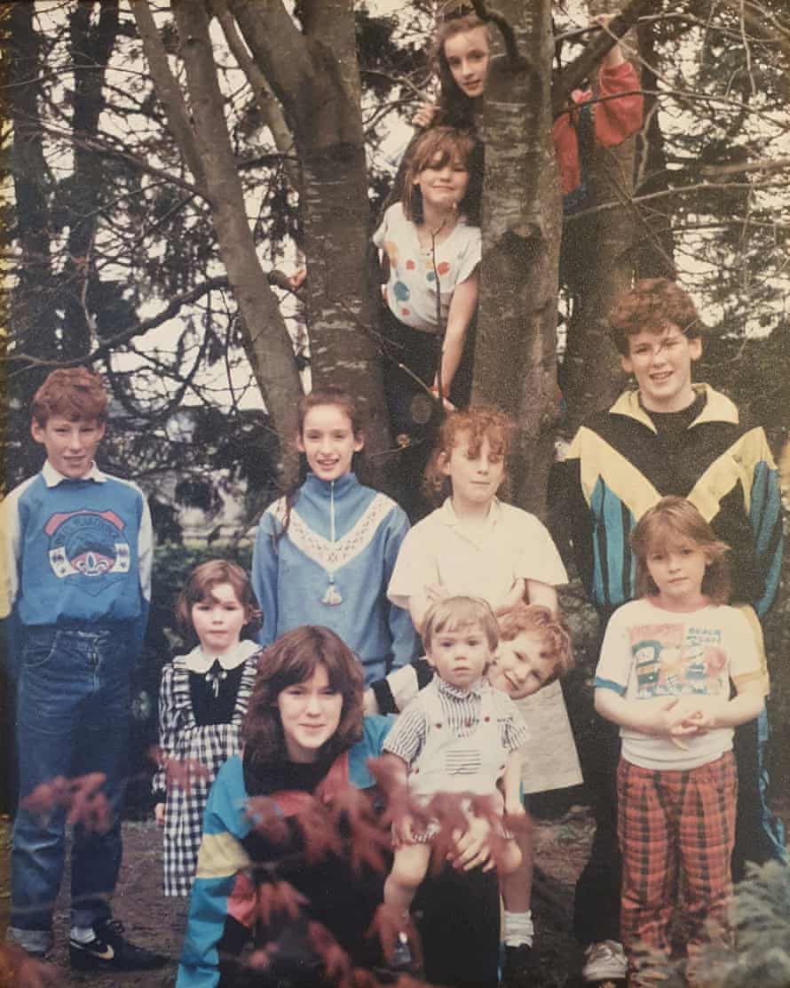 Family tree: the author and his 10 siblings in 1990. Séamas is looking over Conall’s shoulder.