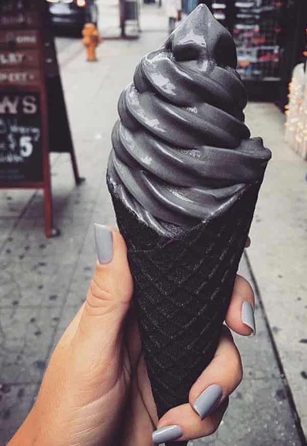 Yummy? Charcoal ice-cream from the Little Damage parlour in LA.