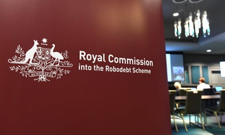 Signage in the media room at the first hearing block of the Royal Commission into the Robodebt Scheme