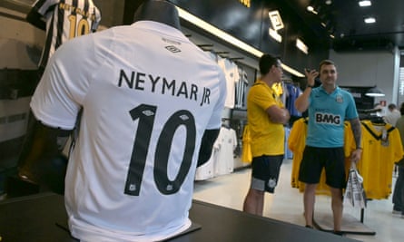 Neymar shirts for sale at Santos