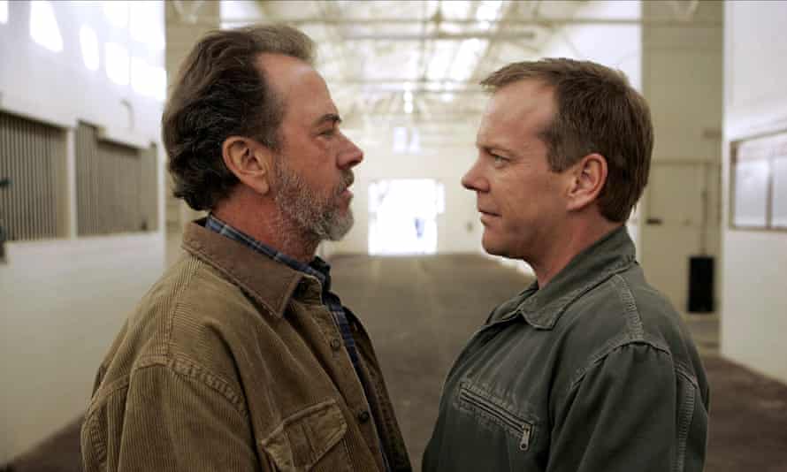 Face off ... Gregory Itzin and Kiefer Sutherland as disgraced president Charles Logan and Jack Bauer.