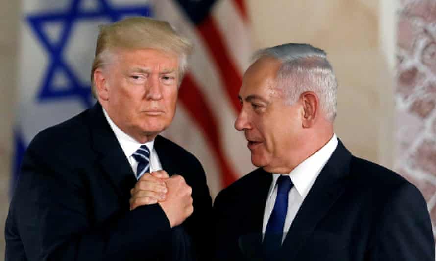 Donald Trump and Benjamin Netanyahu after Trump’s address in Jerusalem in 2017.