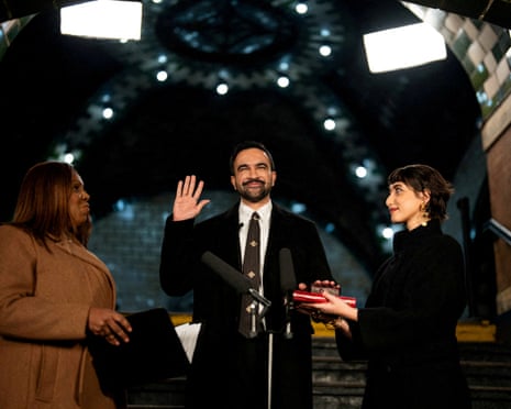 Zohran Mamdani is sworn in as mayor of New York City at Old City Hall station.
