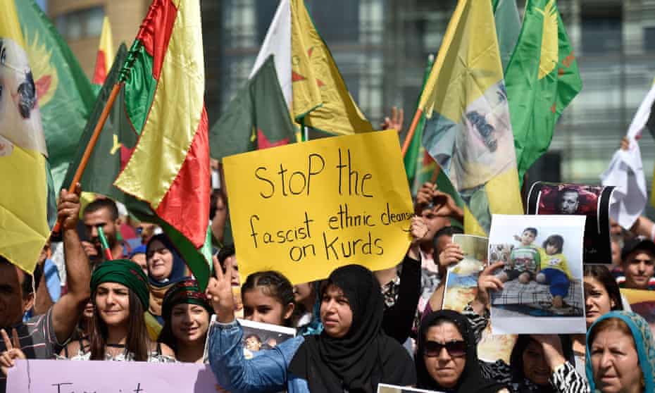Kurds protest at the United Nations building in Beirut, Lebanon, on 11 October 2019 against Turkey’s attacks on Syria.