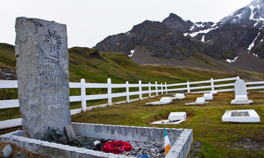 Sir Ernest Shackleton grave at the Grytviken whaler’s cemetery, South Georgia Island.