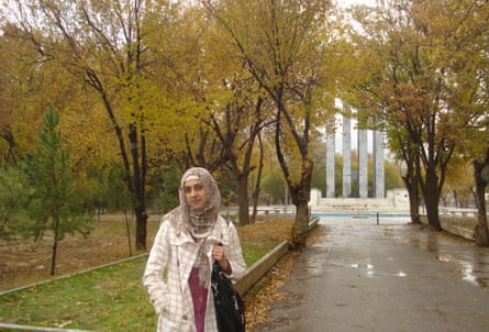 A woman on university grounds.