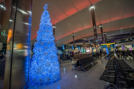 Christmas tree decorations at Heathrow Terminal 2.