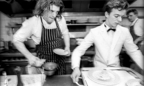 Marco Pierre White (left) with second chef Gordon Ramsay (right, background) at Harveys restaurant in Wandsworth Common, London, June 1989. 