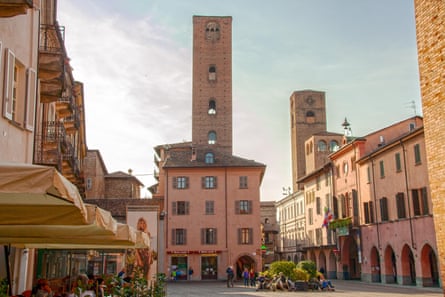 The square and cathedral in Alba, Italy