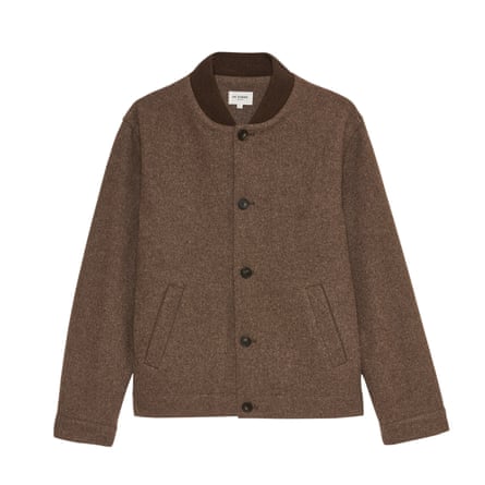 A short brown wool jacket on a white background