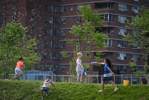 Children playing on grassy verge