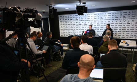 Eddie Howe meets the press at Newcastle’s training ground in October.