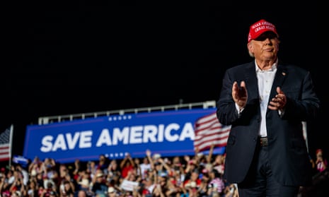 Trump at a rally in Robstown, Texas in October. The former president has accused Joe Biden of turning ‘once-great cities into cesspools of bloodshed and crime’.