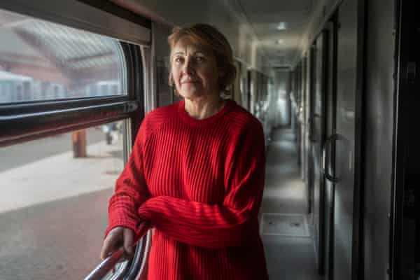 Oksana, 50, onboard the train to Odessa, Ukraine